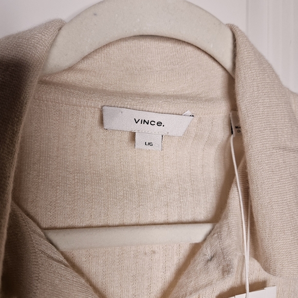 Vince Ribbed Button Front Cashmere & Silk Blend Polo Shirt NWT - Picture 4 of 9